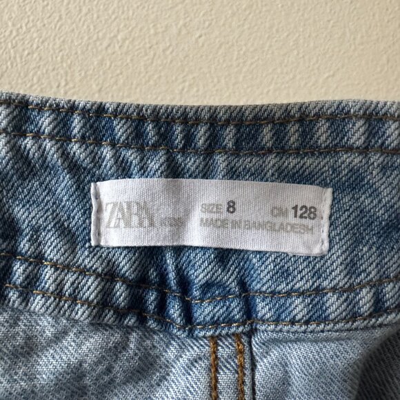 ZARA Girls Denim Overall Dress Light Wash Size 8 Pinafore Jumper Classic Button - Picture 10 of 15